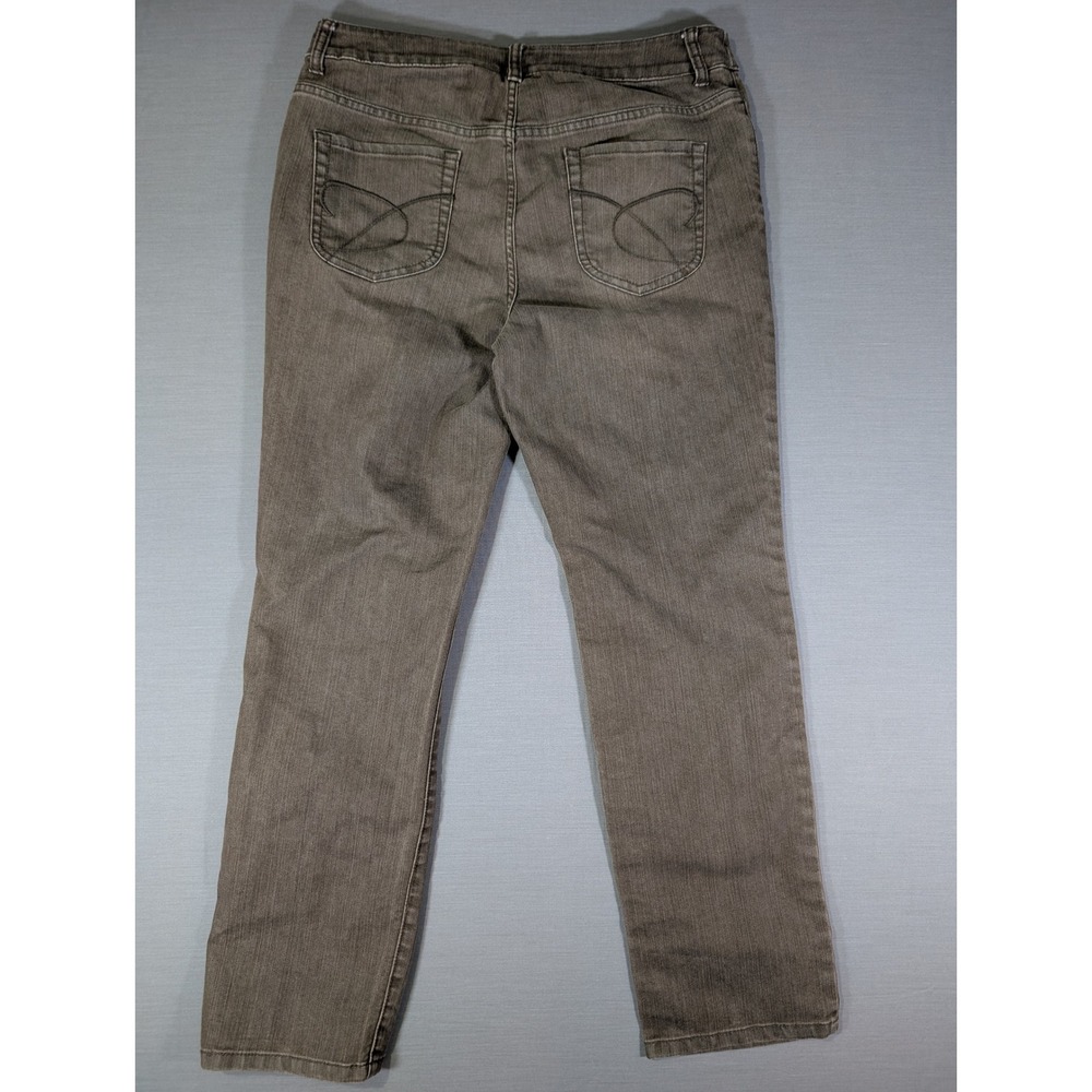 Chicos Platinum Denim Brown Straight Leg Jeans Size 1.5 Short 4500726490 - Picture 2 of 7
